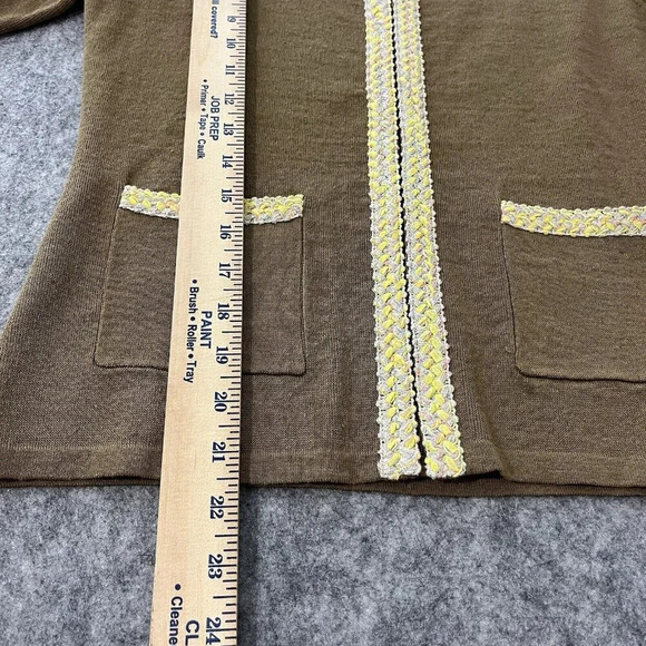 Doncaster Collection Linen Blend Cardigan Sweater Womens S Zip Metallic Trim - Picture 11 of 12